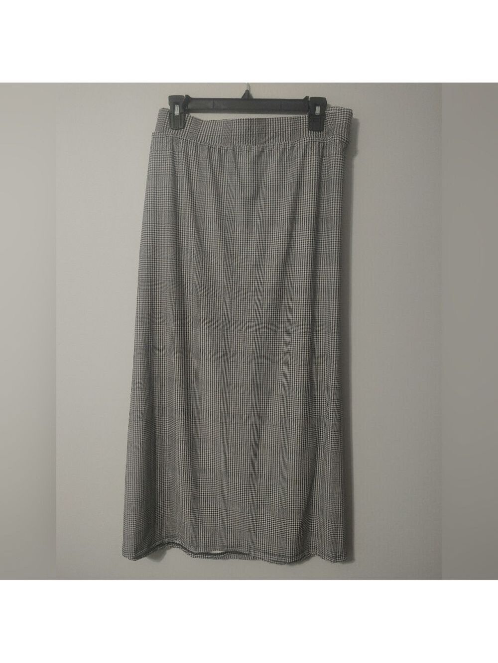 Terra & Sky Black and White Checkered Maxi Skirt W Slits Super Soft 3X